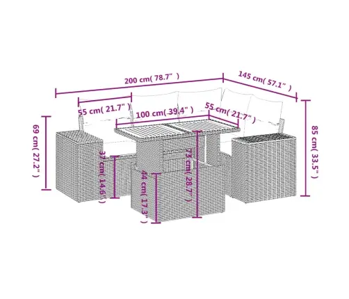 5-Osaline Aiadiivani Komplekt Patjadega, Must, Polürotang