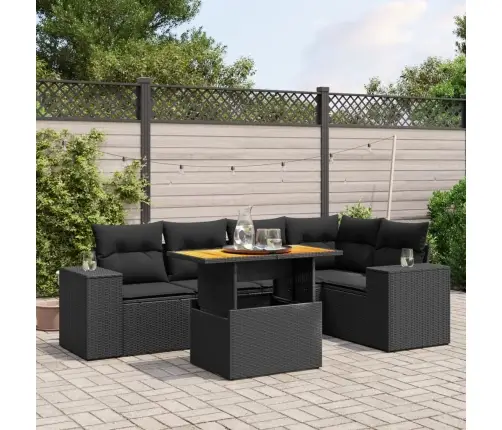 6-Daļīgs Dārza Dīvāna Komplekts, Matrači, Melna Pe Rotanpalma Vidaxl