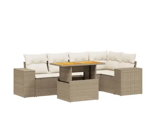 6-Osaline Aiadiivani Komplekt Patjadega, Beež, Polürotang