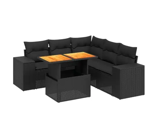 6-Daļīgs Dārza Dīvāna Komplekts, Matrači, Melna Pe Rotanpalma Vidaxl