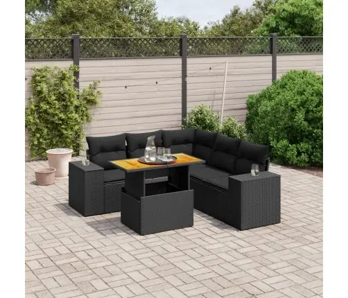 6-Daļīgs Dārza Dīvāna Komplekts, Matrači, Melna Pe Rotanpalma Vidaxl