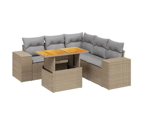 6-Osaline Aiadiivani Komplekt Patjadega, Beež, Polürotang