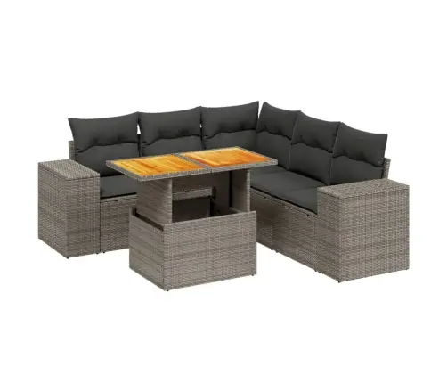 Sofos Komplektas Su Pagalvėlėmis, 6 Dalių, Pilkas, Poliratanas