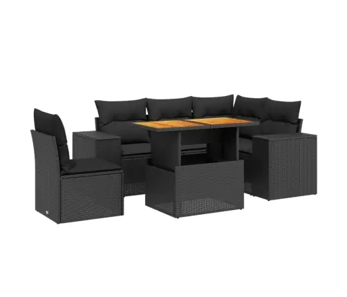 6-Daļīgs Dārza Dīvāna Komplekts, Matrači, Melna Pe Rotanpalma Vidaxl