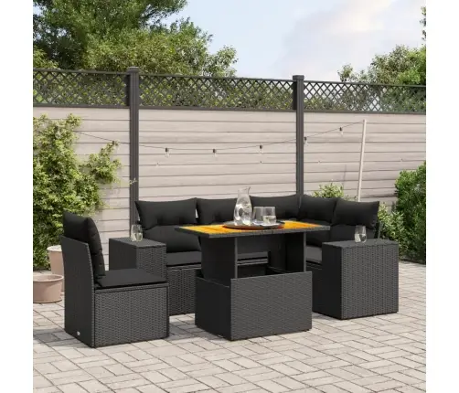 6-Daļīgs Dārza Dīvāna Komplekts, Matrači, Melna Pe Rotanpalma Vidaxl