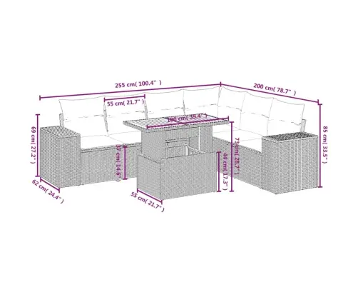7-Osaline Aiadiivani Komplekt Patjadega, Must, Polürotang