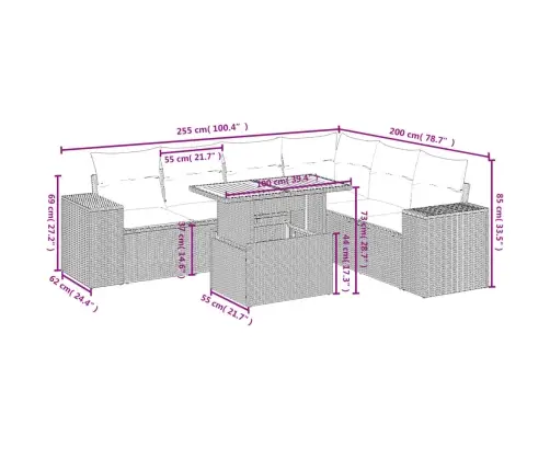 Sofos Komplektas Su Pagalvėlėmis, 7 Dalių, Smėlio, Poliratanas