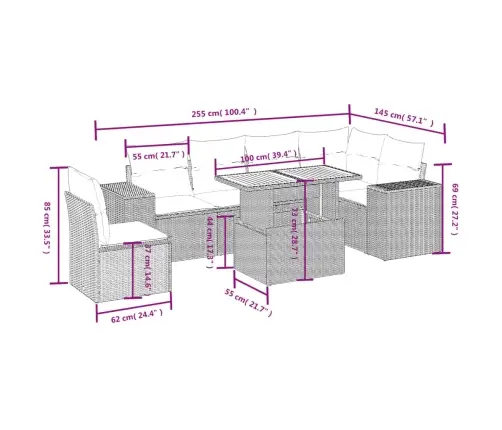 7-Osaline Aiadiivani Komplekt Patjadega, Hall, Polürotang
