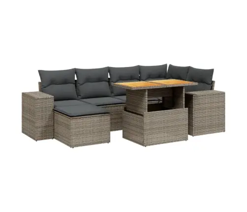 Sofos Komplektas Su Pagalvėlėmis, 7 Dalių, Pilkas, Poliratanas