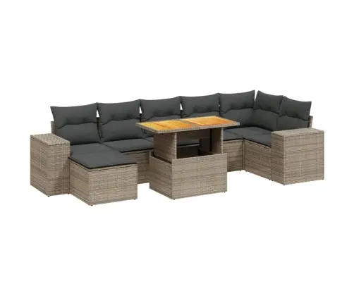 8-Daļīgs Dārza Dīvāna Komplekts Ar Matračiem, Pelēks Pe Pinums Vidaxl