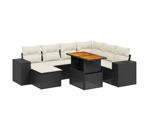 8-Daļīgs Dārza Dīvāna Komplekts, Matrači, Melna Pe Rotangpalma Vidaxl