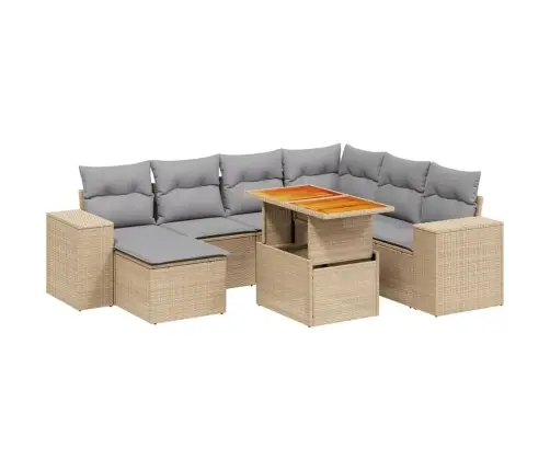 8-Daļīgs Dārza Dīvāna Komplekts, Matrači, Bēša Pe Rotangpalma Vidaxl