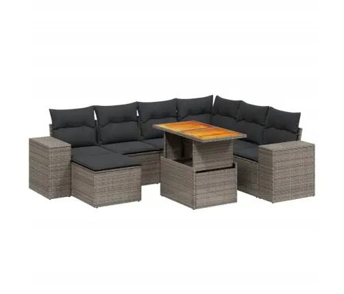 8-Daļīgs Dārza Dīvāna Komplekts Ar Matračiem, Pelēks Pe Pinums Vidaxl