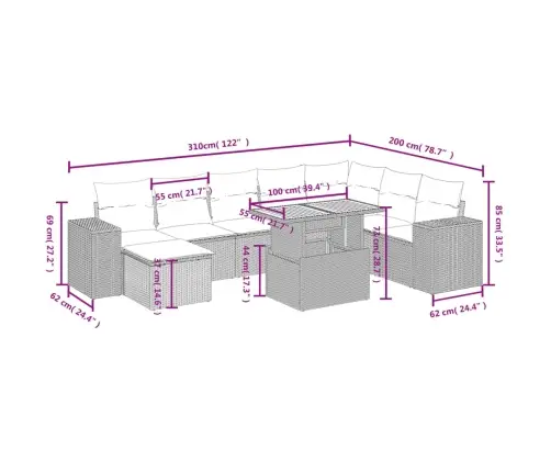 9-Osaline Aiadiivani Komplekt Patjadega, Must, Polürotang