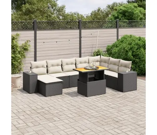 9-Daļīgs Dārza Dīvāna Komplekts, Matrači, Melna Pe Rotangpalma Vidaxl