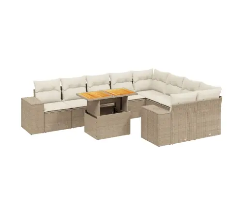 Sofos Komplektas Su Pagalvėlėmis, 10 Dalių, Smėlio, Poliratanas