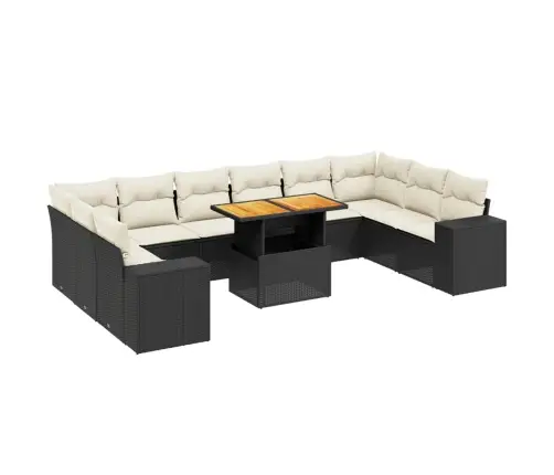 11-Daļīgs Dārza Dīvāna Komplekts, Matrači, Melna Pe Rotangpalma Vidaxl