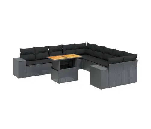 11-Daļīgs Dārza Dīvāna Komplekts, Matrači, Melna Pe Rotangpalma Vidaxl 11-Daļīgs Dārza Dīvāna Komplekts, Matrači, Melna Pe Rotangpalma Vidaxl