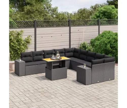 11-Daļīgs Dārza Dīvāna Komplekts, Matrači, Melna Pe Rotangpalma Vidaxl 11-Daļīgs Dārza Dīvāna Komplekts, Matrači, Melna Pe Rotangpalma Vidaxl