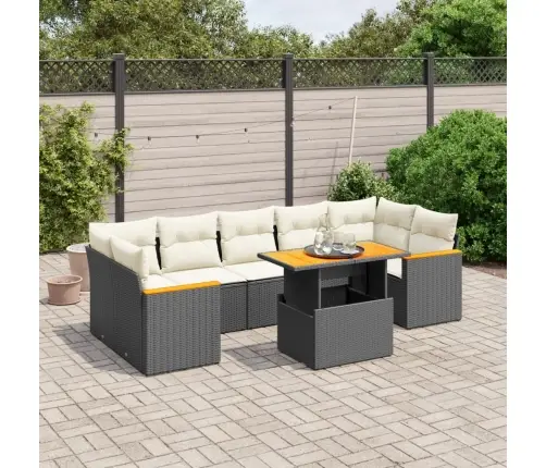 8-Daļīgs Dārza Dīvāna Komplekts, Matrači, Melna Pe Rotangpalma Vidaxl