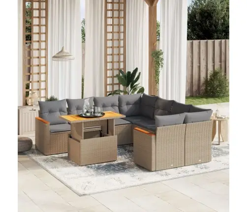 9-Osaline Aiadiivani Komplekt Patjadega, Beež, Polürotang