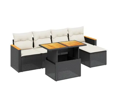 6-Daļīgs Dārza Dīvāna Komplekts, Matrači, Melna Pe Rotanpalma Vidaxl