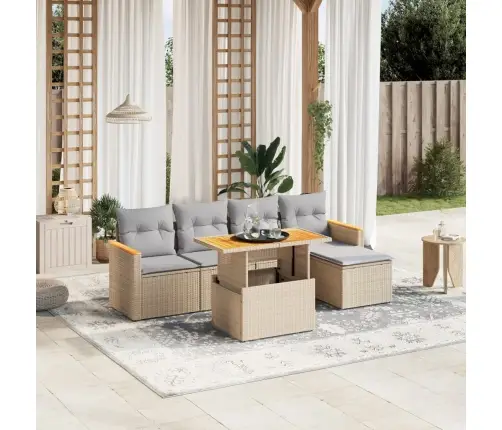 6-Osaline Aiadiivani Komplekt Patjadega, Beež, Polürotang