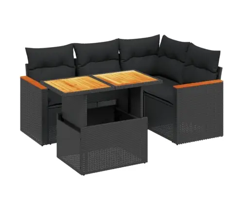 Sodo Komplektas Su Pagalvėlėmis, 5 Dalių, Juodas, Poliratanas