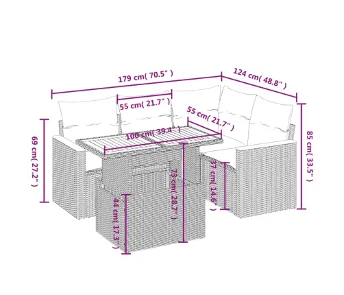 Sodo Komplektas Su Pagalvėlėmis, 5 Dalių, Juodas, Poliratanas