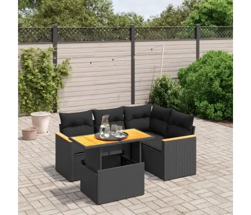 Sodo Komplektas Su Pagalvėlėmis, 5 Dalių, Juodas, Poliratanas