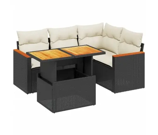 5-Osaline Aiadiivanikomplekt Patjadega, Must, Polürotang