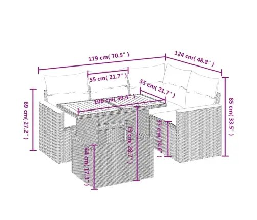 5-Osaline Aiadiivanikomplekt Patjadega, Must, Polürotang