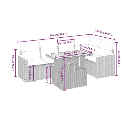6-Osaline Aiadiivani Komplekt Patjadega, Must, Polürotang