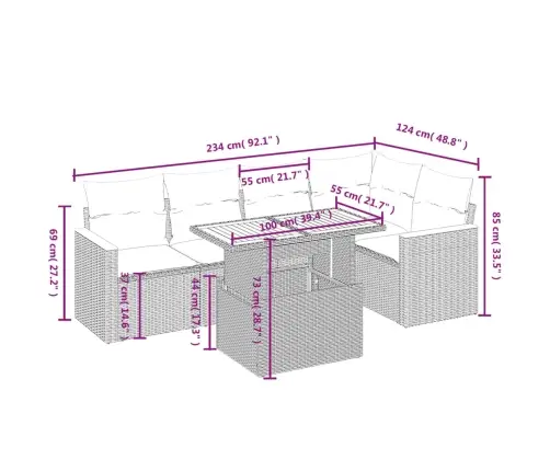 6-Daļīgs Dārza Dīvāna Komplekts, Matrači, Bēša Pe Rotangpalma Vidaxl