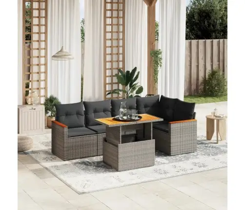 6-Daļīgs Dārza Dīvāna Komplekts Ar Matračiem, Pelēks Pe Pinums Vidaxl