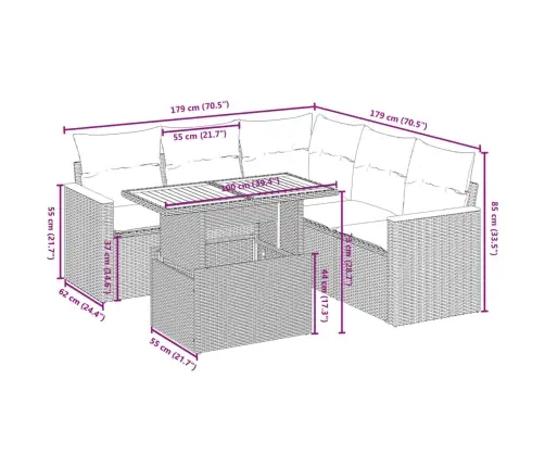 6-Daļīgs Dārza Dīvāna Komplekts, Matrači, Melna Pe Rotanpalma Vidaxl