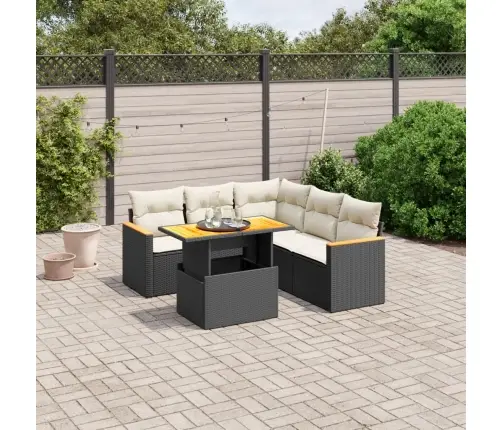 Sofos Komplektas Su Pagalvėlėmis, 6 Dalių, Juodas, Poliratanas