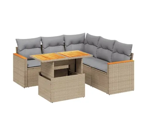 Sofos Komplektas Su Pagalvėlėmis, 6 Dalių, Smėlio, Poliratanas