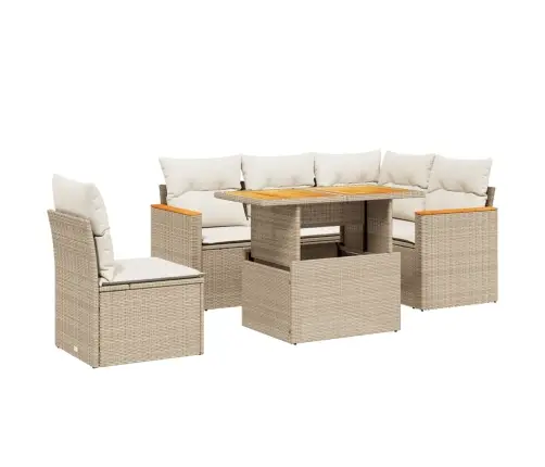 6-Osaline Aiadiivani Komplekt Patjadega, Beež, Polürotang