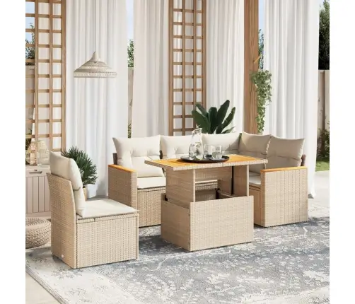 6-Osaline Aiadiivani Komplekt Patjadega, Beež, Polürotang