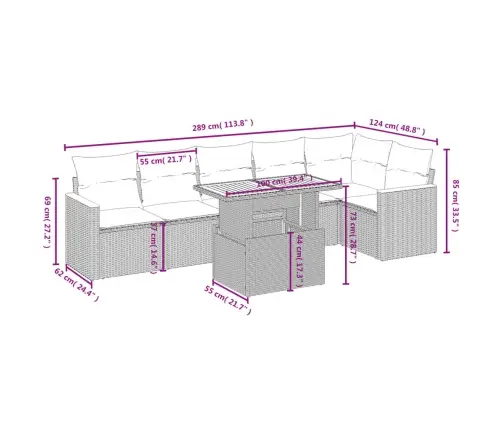 7-Daļīgs Dārza Dīvāna Komplekts, Matrači, Bēša Pe Rotangpalma Vidaxl 7-Daļīgs Dārza Dīvāna Komplekts, Matrači, Bēša Pe Rotangpalma Vidaxl