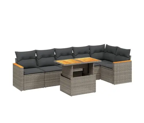 7-Daļīgs Dārza Dīvāna Komplekts, Matrači, Pelēka Pe Rotangpalma Vidaxl