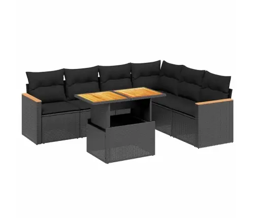7-Daļīgs Dārza Dīvāna Komplekts Ar Matračiem, Melna Pe Vidaxl