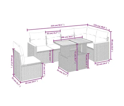 7-Daļīgs Dārza Dīvāna Komplekts, Matrači, Bēša Pe Rotangpalma Vidaxl