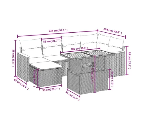 7-Daļīgs Dārza Dīvāna Komplekts Ar Matračiem, Melna Pe Vidaxl