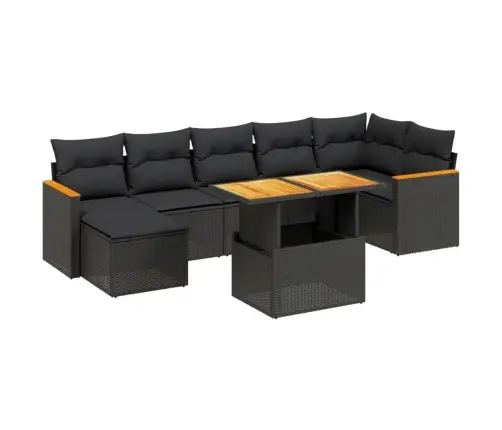 8-Daļīgs Dārza Dīvāna Komplekts, Matrači, Melna Pe Rotangpalma Vidaxl