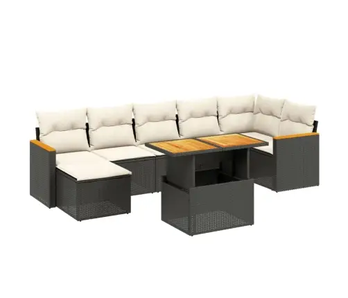 8-Daļīgs Dārza Dīvāna Komplekts, Matrači, Melna Pe Rotangpalma Vidaxl