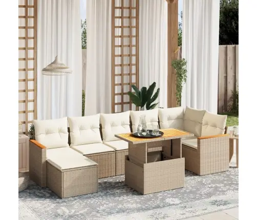 8-Osaline Aiadiivani Komplekt Patjadega, Beež, Polürotang