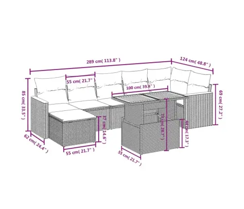 Sodo Komplektas Su Pagalvėlėmis, 8 Dalių, Pilkas, Poliratanas
