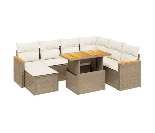 8-Daļīgs Dārza Dīvāna Komplekts, Matrači, Bēša Pe Rotangpalma Vidaxl